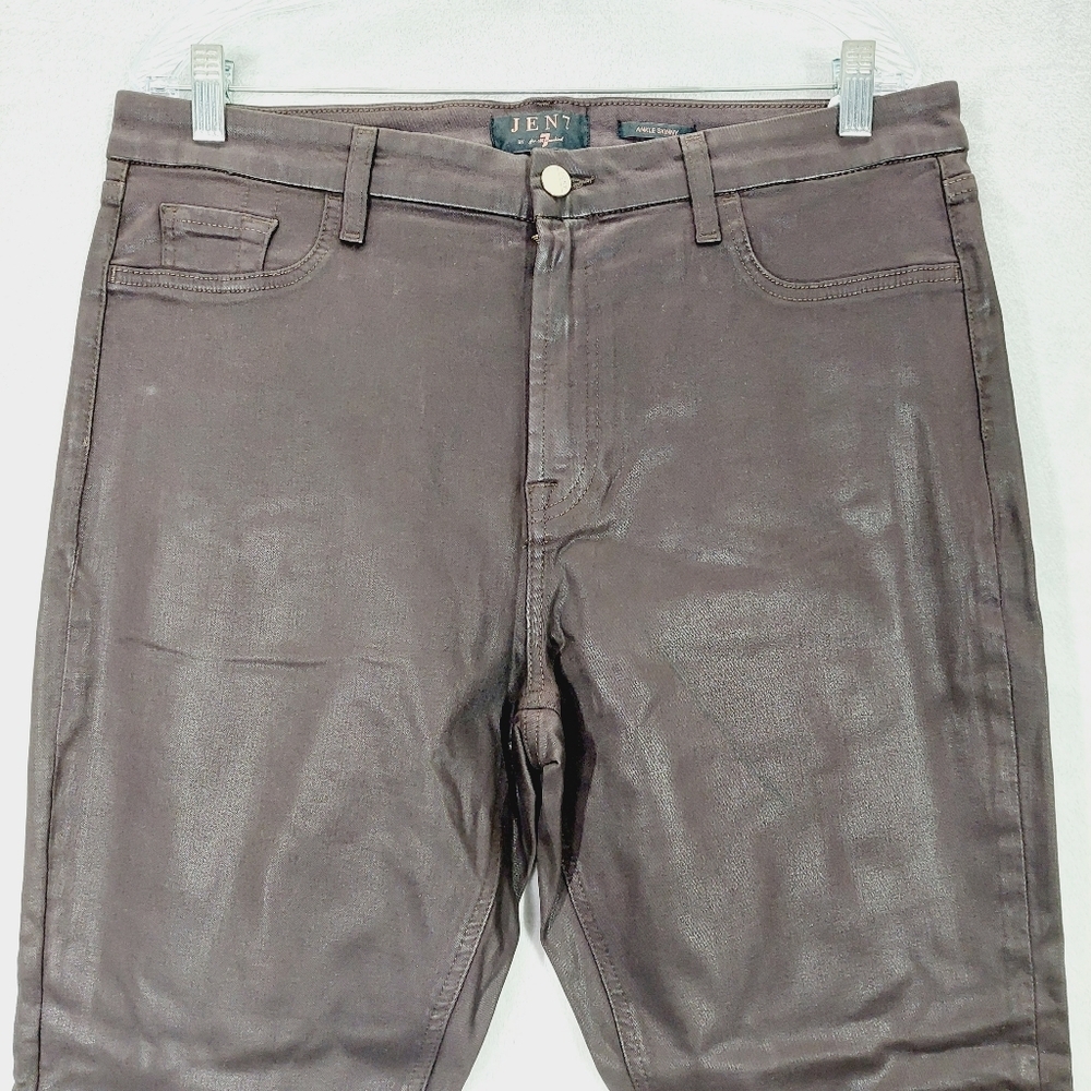 New 7 For All Mankind Burgundy Coated High Waist Ankle Skinny Jeans P3968 - Picture 4 of 11